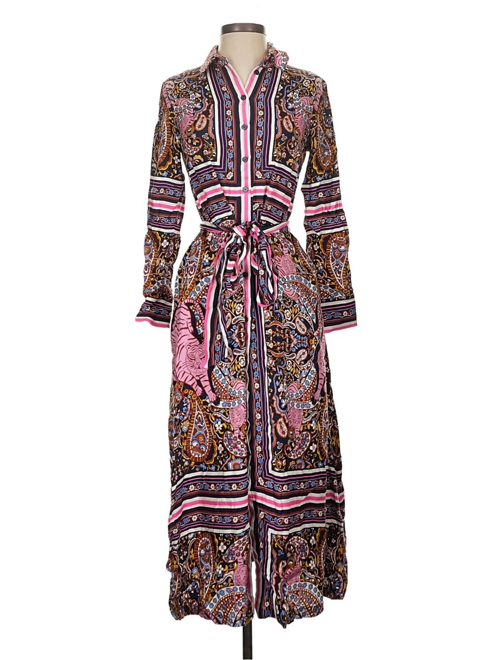 Boden Scarf Print Midi shirt Dress 4p - Picture 2 of 8